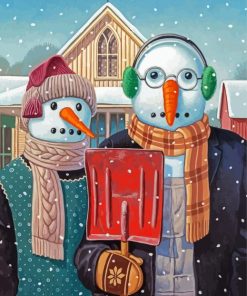 Snowman Couple Paint By Numbers