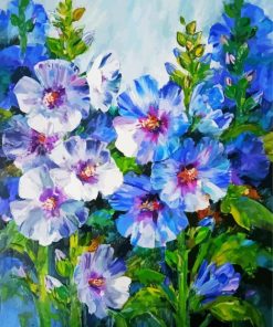 Blue Hollyhocks Paint By Numbers