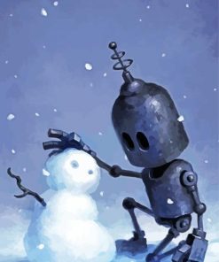 Robot With Snowman Paint By Numbers