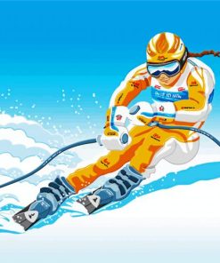 Skier Illustration Paint By Numbers