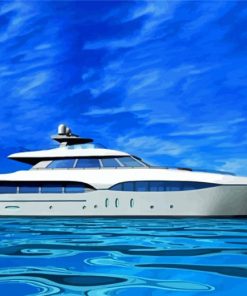Yacht In Blue Sea Paint By Numbers