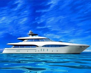Yacht In Blue Sea Paint By Numbers