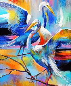 Colorful Crane Birds Paint By Numbers