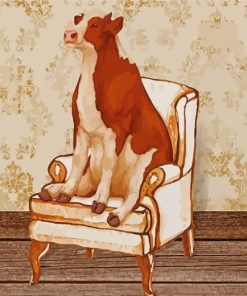 Cow On Chair Art Paint By Numbers
