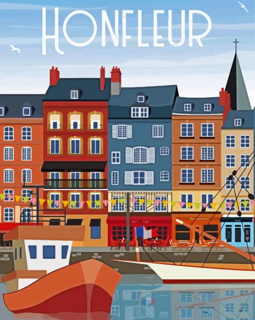 Honfleur Poster Paint By Numbers - ThePaintByNumbers.COM