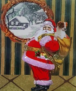 Santa Claus With Dog Paint By Numbers