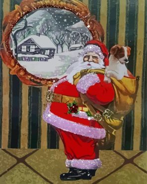 Santa Claus With Dog Paint By Numbers