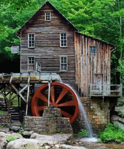 Vintage Water Mill Paint By Numbers