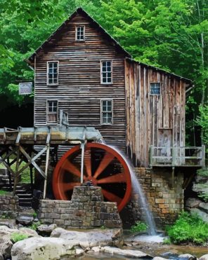 Vintage Water Mill Paint By Numbers