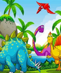 Cartoon Dinasaurs Paint By Numbers