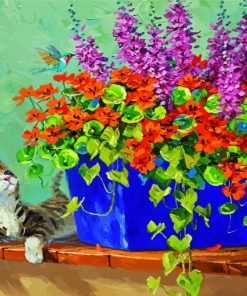 Cat And Flowers Paint By Numbers