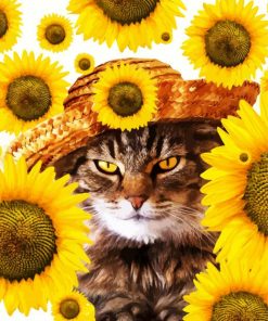 Cat With Sunflowers Paint By Numbers