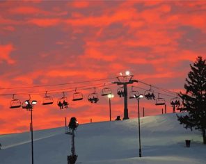 Ski Resorts With Sunset Paint By Numbers
