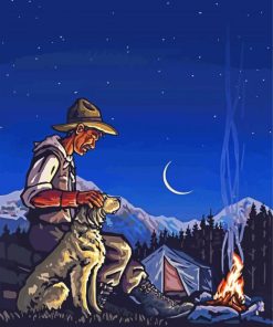 Night Cowboy Camping Paint By Numbers