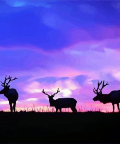 Deers At Sunset Paint By Numbers