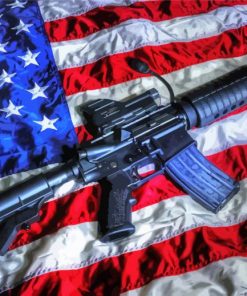 Usa Flag With Weapon Paint By Numbers