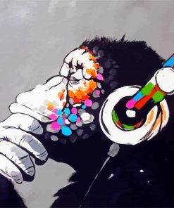 Monkey With Headphone Paint By Numbers