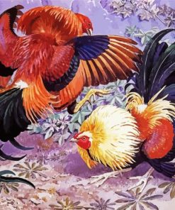 Roosters Fight Paint By Numbers
