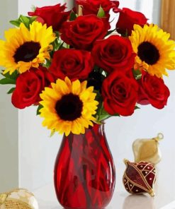 Roses In Red Vase Paint By Numbers