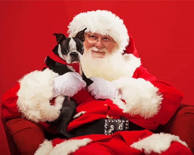 Santa Claus With Puppy Paint By Numbers