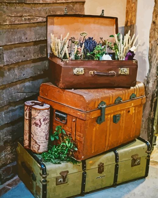 Old Travel Cases Paint By Numbers