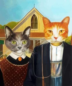 American Gothic Kitties Paint By Numbers