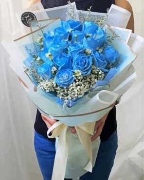 Aesthetic Blue Bouquet Paint By Numbers