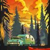 Campin Travel Trailer Paint By Numbers