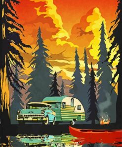 Campin Travel Trailer Paint By Numbers
