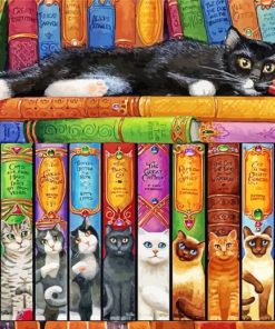 Kitty With Books Paint By Numbers