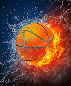 Flaming Basketball Paint By Numbers