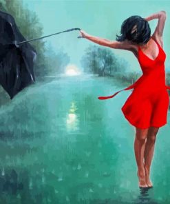 Girl Under Rain Paint By Numbers