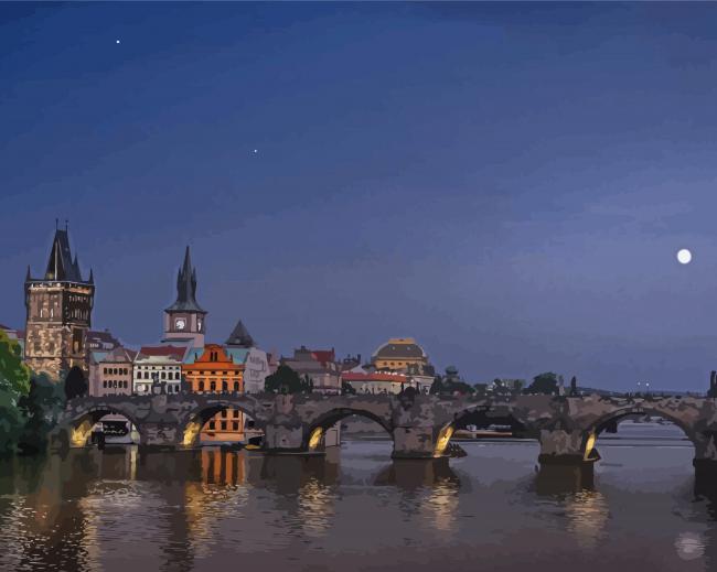 St Charles Bridge At night Paint By Numbers