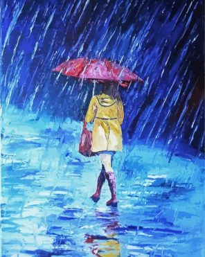 Lady Walking In The Rain Paint By Numbers