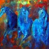Abstract Blue Horses Paint by Numbers