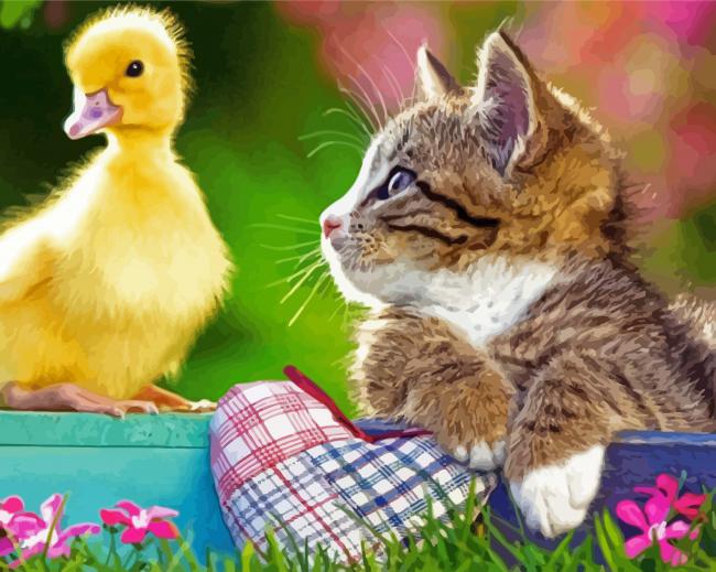 Duck And Kitty Paint By Numbers