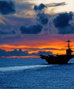 Aircraft Carrier At Sunset Paint By numbers