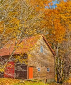 Barn Fall Scene paint by numbers