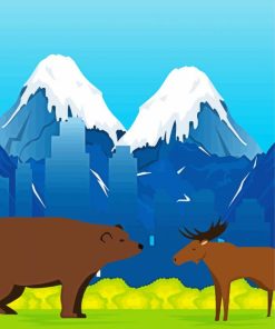 Bear And Moose Abstract paint by numbers