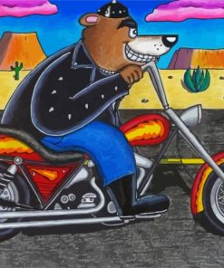 Bear On Motorcycle paint by numbers