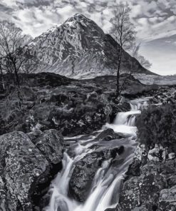Black And White Mountain Stream paint by numbers