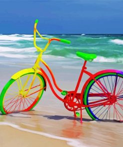 Colorful Bicycle On Beach paint b y numbers