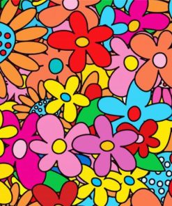 Colorful Hippie Flowers Art paint by numbers