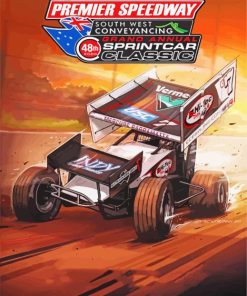 Dirt Track racing Poster paint by numbers