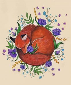 Floral Fox Art paint by numbers