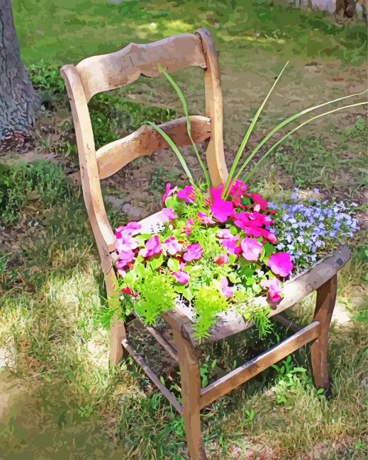 Flowers In Chair paint by numbers