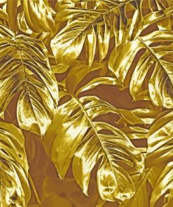 Gold Tropical Leaves Paint By Numbers