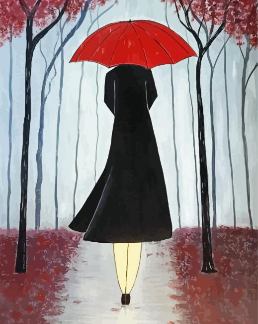 Lady With Umbrella Paint By Numbers