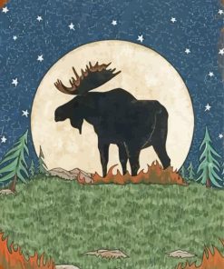 Moose And Moon Paint By Numbers