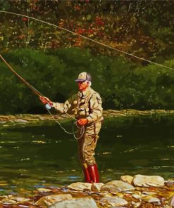 Old Man Fishing Paint By Numbers